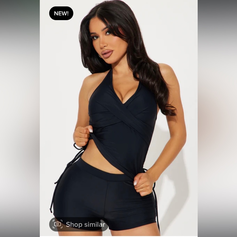 NWT- Sarah Tankini Boyshort 2 Piece Bikini - Black